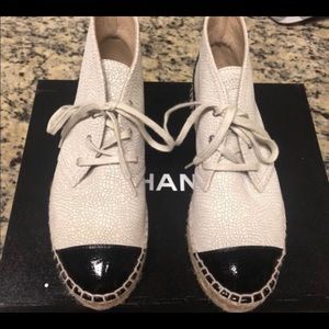 Chanel black/white high top espadrille sneakers